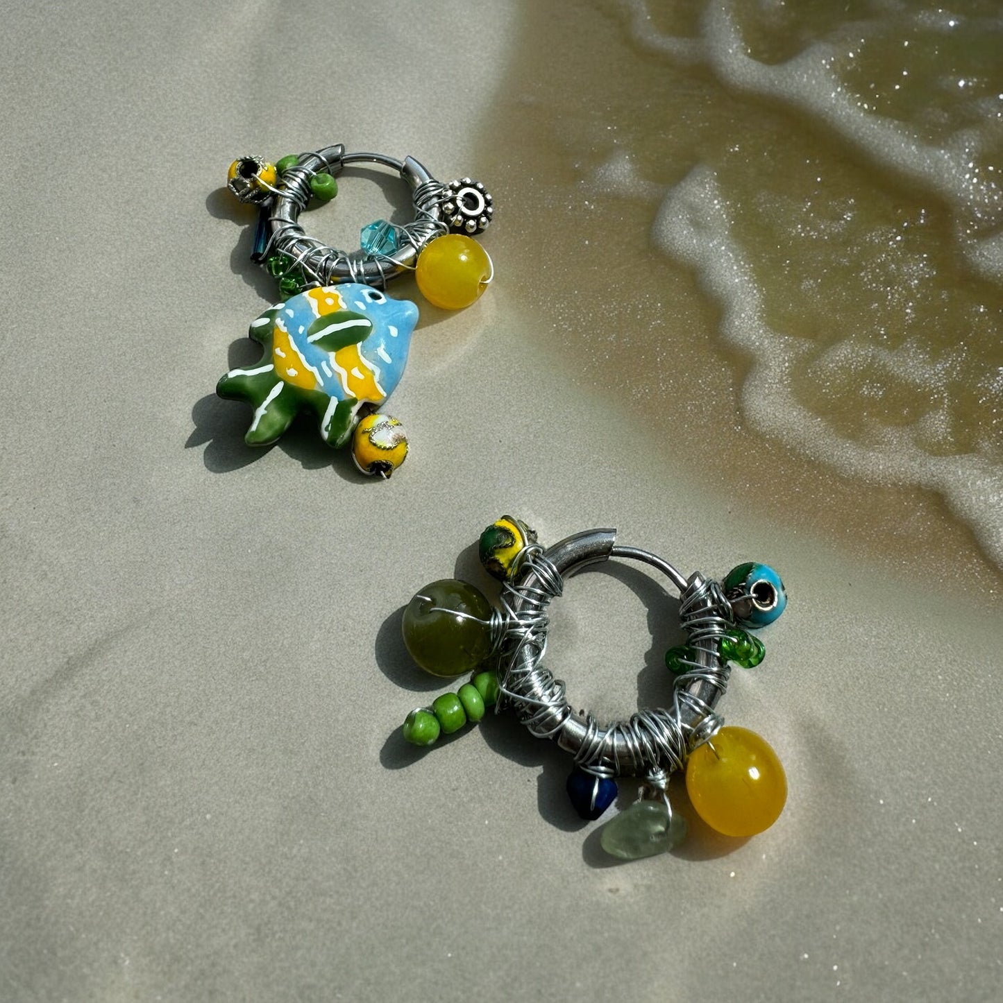 BOUCLES D'OREILLES CREOLES GREEN FISH