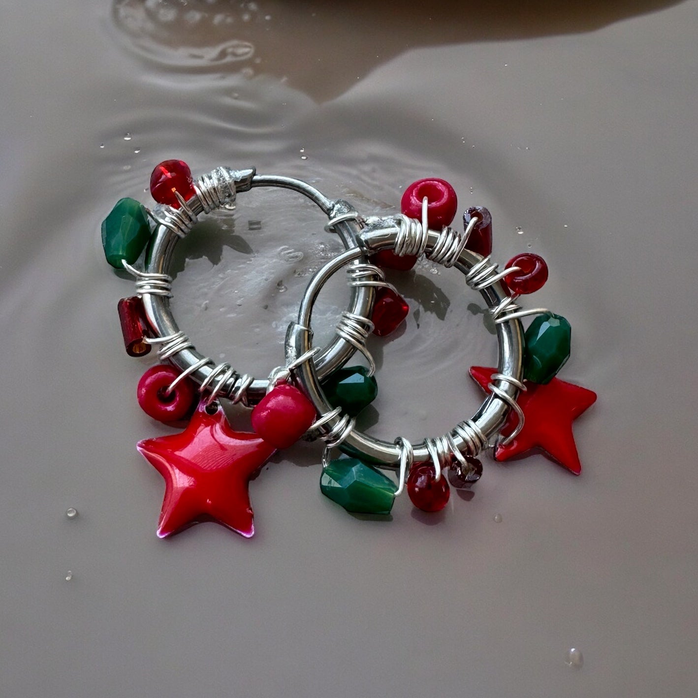 BOUCLES D'OREILLES CREOLES MERRY CHRISTMAS