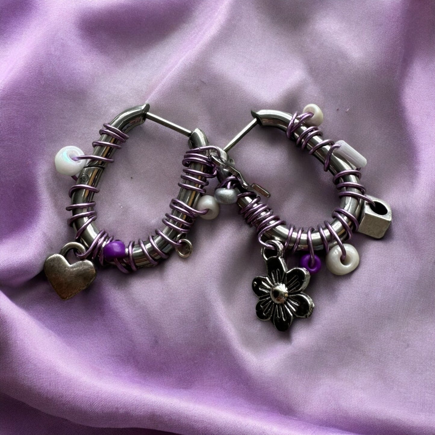 BOUCLES D'OREILLES CREOLES PURPLE LOVE