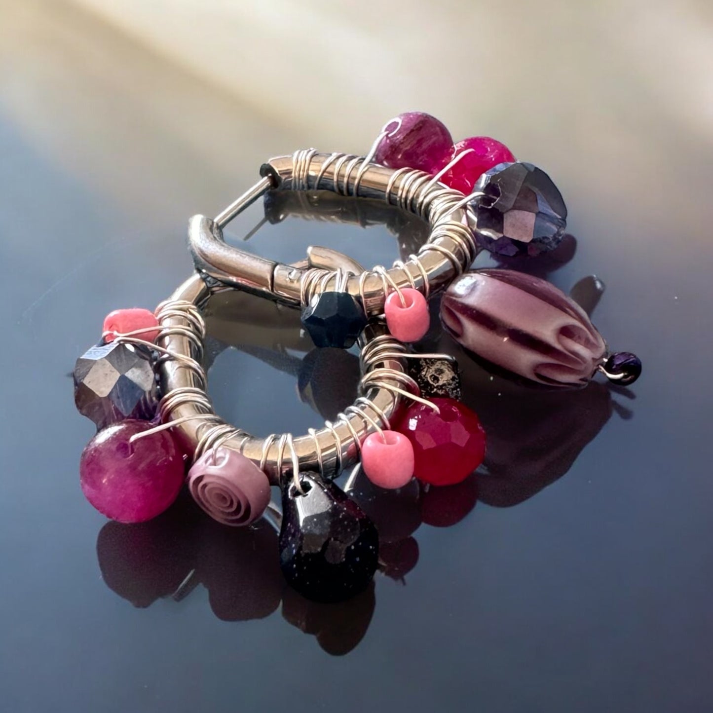 BOUCLES D'OREILLES CREOLES VIOLETTE