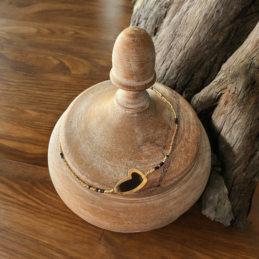 COLLIER RAS DU COU COEUR DE BOIS DORE