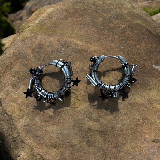 BOUCLES D'OREILLES CREOLES BLACK ROCK