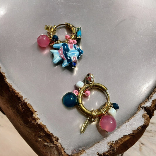 BOUCLES D'OREILLES CREOLES BLUE FISH