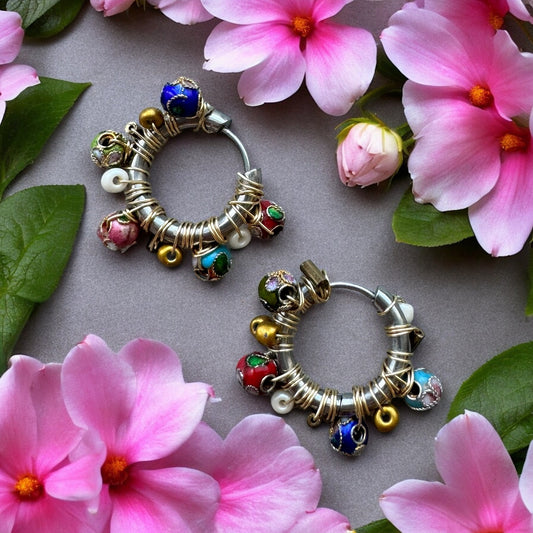 BOUCLES D'OREILLES CREOLES VINTAGE PEARLS