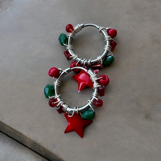 BOUCLES D'OREILLES CREOLES MERRY CHRISTMAS