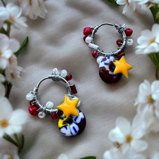 BOUCLES D'OREILLES CREOLES YELLOW STAR