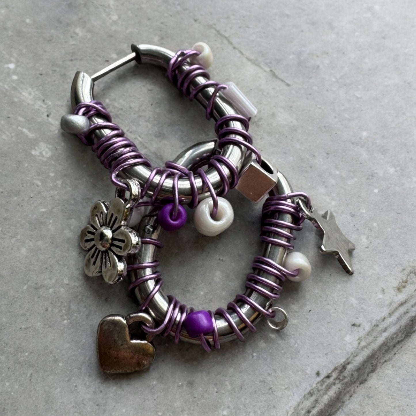 BOUCLES D'OREILLES CREOLES PURPLE LOVE