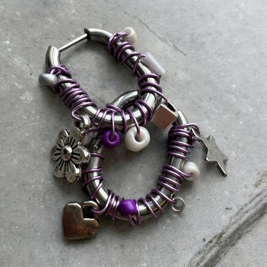BOUCLES D'OREILLES CREOLES PURPLE LOVE