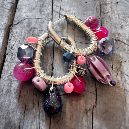 BOUCLES D'OREILLES CREOLES VIOLETTE